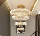 GobekUsa Gold Crystal Chandelier: Modern Luxury Round Square Pendant Light for Living Room