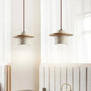 Japanese Stone and Wood Cream Pendant Light