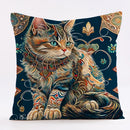 GobekUsa Cat Design Linen Pillowcase 45x45cm for Home Decor and Cushion Covers