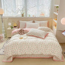 GobekUsa Cartoon Cat Floral Duvet Cover Set - Pink Kids Girls Bedroom Decor