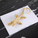 GobekUsa Golden Lizard Sculpture: Modern Metal Desk Ornament & Room Decor Artwork