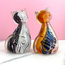 GobekUsa Hand Blown Glass Cat Figurine, Modern Art Crystal Sculpture, Cute Ornament