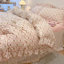 GobekUsa Lace Bedding Set: Printed Design, Single Queen Size, Cozy Quilt Cover, Fitted Sheet, 2 Pillowcases
