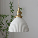 GobekUsa Ceramic LED Pendant Light Fixture with Adjustable Wire, Brass Knob Switch