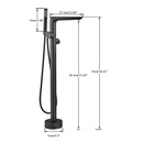 GobekUsa Dual Handle Black Waterfall Bathtub Faucet Floor Standing Set for Bathroom