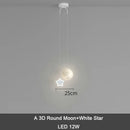 GobekUsa Kids Star Cloud Moon Pendant Lamp with Remote Control Dimming