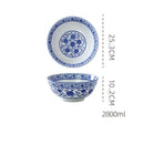 GobekUsa Blue and White Retro Ceramic Soup Noodle Bowl