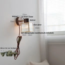 GobekUsa LED Walnut Wood Wall Sconce Clear Glass Bathroom Mirror Light