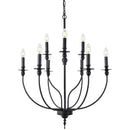 GobekUsa 9-Head Retro Industrial Chandelier Light E14 Candle Pendant Lamp