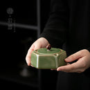 GobekUsa Geometric Green Ceramic Ashtray - Desk Decoration and Smoking Accessory