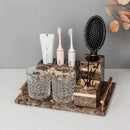 GobekUsa Emperador Dark Marble Bathroom Set: Toothbrush Holder, Soap Dispenser, Luxury Accessories