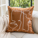 GobekUsa Geometric Embroidery Plush Cushion Cover Brown Decorative Sofa Pillow Case
