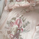 GobekUsa 4-Pc Flowers Embroidery Bedding Set 1000TC Egyptian Cotton Duvet Cover Sheets