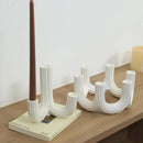 GobekUsa Elegant White Ceramic Candlestick Holder for Home Decor and Dining Table