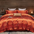 GobekUsa Gold Leaves Jacquard Cotton Bedding Set with Smooth Egyptian Cotton Duvet Cover