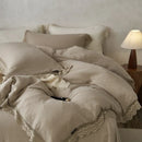 GobekUsa Lace Edge Cotton Bedding Set for Soft Skin with Duvet, Sheets, and Pillowcases