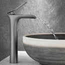 GobekUsa Grey Waterfall Brass Basin Faucet - Hot Cold Mixer Tap for Bathroom Sink