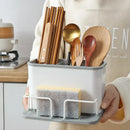GobekUsa Double Grid Cutlery Organizer Drainer - Kitchen Utensil Holder and Sponge Rack
