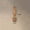 Vintage Hand-Woven Brown Rattan Cylinder Pendant Light