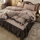 GobekUsa Korean Bed Skirt Set with Ruffled Edges - Solid, Skin-Friendly Bedding Kit
