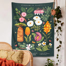 GobekUsa Botanical Wildflower Reference Chart Tapestry Wall Hanging - Bohemian Home Decor