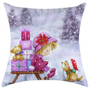 GobekUsa Christmas Pillowcase Deer Santa Tree Bear Print Cushion Cover