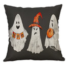 GobekUsa Halloween Pumpkin Ghost Bat Linen Pillow Cover for Sofa Decor