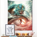GobekUsa Golden Dragon Totem Carving Tapestry: Mysterious Psychedelic Wall Hanging