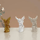 GobekUsa Angel Figurine White Gold Resin Sculpture Collectible Statue Home Decor