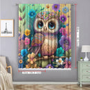 GobekUsa Black Cat Color Owl Modern Printed Curtain Set