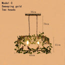 GobekUsa Iron Bird Cage Chandelier with Green Leaf Decoration and LED Lamps
