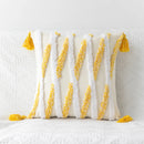 GobekUsa Geometric Tufted Embroidery Flowers Boho Cushion Cover with Tassel