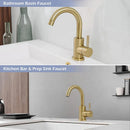 GobekUsa Gold Stainless Steel Basin Faucet, Single Handle Hot/Cold Bathroom Sink Mixer