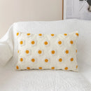 GobekUsa Daisy Floral Embroidery Pillow Cover 45x45cm/30x50cm White Blooms Cozy Soft Décor
