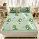 GobekUsa Cartoon Print Silky Mattress Set: 4-Layer Quilted Breathable Cushion