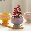 GobekUsa Lotus Flower Ceramic Vase: Small Plant Pots for Table Decoration and Room Aesthetic