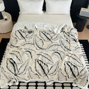 GobekUsa Leaf Jacquard Double-Layer Flannel Blanket for Sofa and Bed