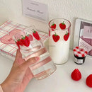 GobekUsa Kawaii Strawberry Glasses Cup with Straws - Cute Clear Juice Mug