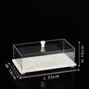Acrylic Display Case on Travertine Base by GobekUsa for Collectibles, Figurines, Desserts