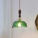 GobekUsa Green Glass LED Pendant Lamp with Knob Switch, Copper Chandelier