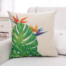 GobekUsa Green Plant Leaves Flower Linen Cushion Cover - Modern Sofa Throw Pillow Cover