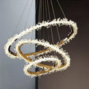 GobekUsa Golden Round Crystal Chandelier | Nordic Luxury LED Halo Chandelier for Living Room