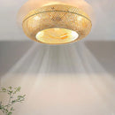 GobekUsa Bamboo Ceiling Fan with Lights Remote Control 50cm Retractable Silent Blades