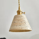 GobekUsa LED Knob Switch Pendant Lamp Yellow Travertine Copper Wabi Sabi Hanging Lights