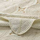 GobekUsa Gold Embroidery Cotton Bohemia Quilt Set - 3PCS Coverlet & Pillowcase