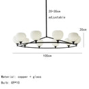 GobekUsa Brass and White Glass Pendant Lamp with Adjustable Height
