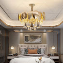GobekUsa Crystal Chandelier: Modern Elegance for Living Room, Dining Room, Bedroom - Gold Finish