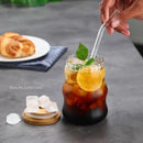 GobekUsa Glass Cup Set with Lid and Straw, Transparent Drinkware for Tea, Juice, Beer or Milk