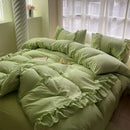 GobekUsa Korean Princess Ruffles Bedding Set - Soft Microfiber, Duvet Cover Pillowcases - All Sizes