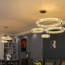 GobekUsa Golden Crystal Chandelier: Nordic Modern Luxury LED Hanging Halo for Living Room